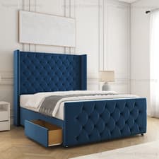 Image of Florida Chesterfield Divan Bed Plush Velvet 54"Headboard Ortho Mattress &Storage