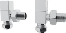 Image of UK Radiators Manual Radiator Valves Square Angled Straight 1/2"x15mm *TwinPack*
