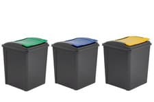 Image of Plastic Recycle Bin With Lid 50L Rubbish Dustbin Home Kitchen Garden Waste Bin