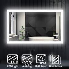 Image of LED Bathroom Mirror Lights with Touch Switch Demister Illuminated Wall Mounted