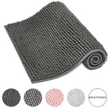 Image of Brentfords Noodle Bath Mat Non Slip Shower Soft Highly Absorbent Chenille Shaggy