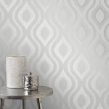 Image of Fine Decor Quartz Silver Grey Glitter Textured Feature Geo Wallpaper FD41968
