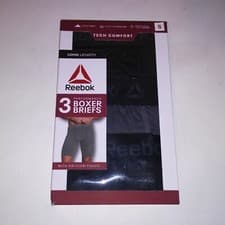 Image of Reebok Underwear Mens Boxer Briefs 3 Pack Solids Black Gray Long Inseam Air Flow