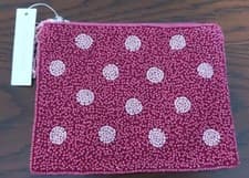 Image of Accessorize Pink Beaded Cosmetic Purse/Make-Up Bag NWT