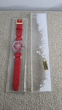 Image of NEW Swatch Suoz287s Xmas Special Gent Numbered 1053 Of 5005 Red Leather Watch