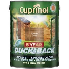 Image of Cuprinol Ducksback 5 Year Waterproof for Sheds & Fences Autumn Gold 5L