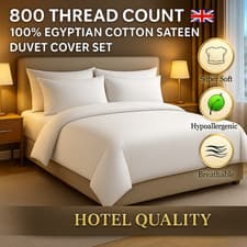 Image of Luxury 800 Thread Count 100% Egyptian Cotton Sateen Duvet Cover Set All Sizes