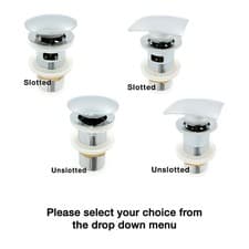 Image of Basin Waste Click-Clack Slotted Unslotted Dome Brass Sink Pop Up Plug Push