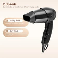 Image of ExtraStar Compact Travel Hair Dryer 1200W Folding Handle Lightweight Dual Heat