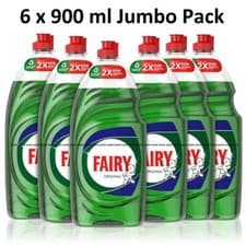 Image of 6 x 900ml Fairy Original Kitchen Dish Washing up Liquid Clean Detergent soap