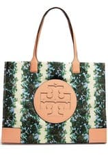 Image of Tory Burch Ella Rayure Fleurie Green Flower-Print Recycled Tote Bag New Sealed