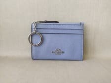 Image of Coach Mini Skinny ID zip Card Case in cross grain leather GLOBAL SHIPPING T 9139
