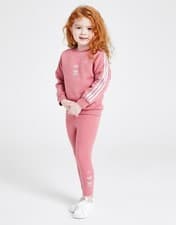 Image of Adidas Originals Girls Legging Set Maroon Crew Neck Fleece Repeat Trefoil HR6597
