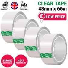Image of CLEAR STRONG PARCEL PACKING TAPE CARTON SEALING 48MM X 66M SELLOTAPE PACKAGING