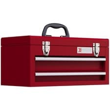 Image of DURHAND Lockable 2 Drawer Tool Chest with Ball Bearing Slide Drawers Red