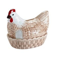Image of Mason Cash Brown Hen Egg Holder Kitchen Storage Nest Basket Cockerel Chicken