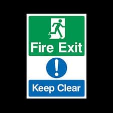 Image of Fire Exit Keep Clear Rigid Plastic Sign OR Sticker - All Sizes A5 A4 (MISC13)