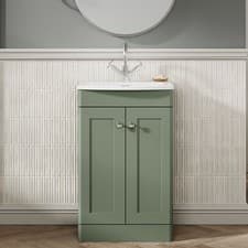 Image of Nuie Classique Floor Standing 2-Door Vanity Unit & Curved Basin 500mm Satin Grey