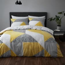Image of Catherine Lansfield Larsson Geo Easy Care Duvet Cover Set Reversible Bedding UK