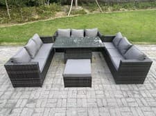 Image of Fimous Rattan Garden Furniture Sofa Sets Outdoor Rising Lifting Dining Table Set