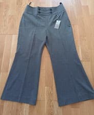 Image of New WALLIS Grey Marl HIGH WAIST Smart Formal BOOTCUT TROUSERS 16 P Short Office