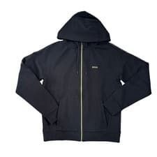 Image of BOSS Mens Hoodie Black Full Zip Track Jacket With Logo - Saggy Tape Size L
