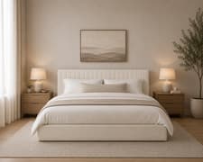 Image of Milk Ottoman Berlin Bed 6.0 Super King Size Bed Frame Under Bed Storage