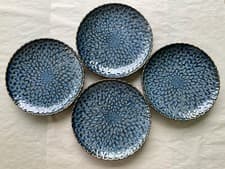 Image of Chrys Collection Dinnerware. Blue Reactive Glaze Salad Plates. Set Of 4. New.