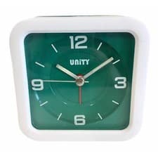 Image of BEEP ALARM CLOCK SQUARE IN GREEN AND WHITE WITH SWEEPING SECONDS HAND CRESCENDO