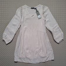 Image of Mint Velvet Mini Dress / Long Top Embroidered Cotton Blend  Size 6 NWT RRP £109