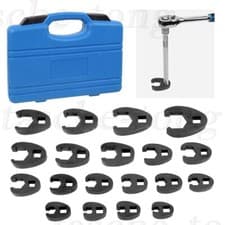 Image of 19pc Metric Crowfoot Wrench Set 8-32mm 3/8" 1/2" Sq Dr Large Crows Foot UK