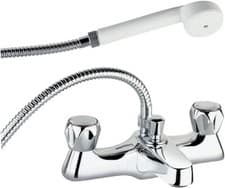 Image of Deva Profile Bath Shower Mixer with Hand Shower Chrome/White DCM106