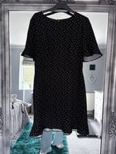 Image of Oasis Black and White Polka Dot Mini Dress. UK 16. New Without Tags