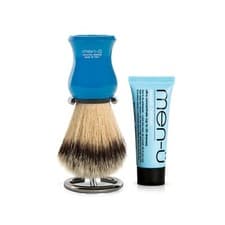 Image of men-u Premier Synthetic Bristle Shaving Brush with Chrome Stand and Shave Cream