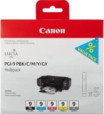 Image of Canon PGI-9 Multi-Pack 5 Black /Cyan/Magenta/Yellow/Grey Inkjet Cartridges