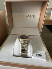Image of Versace V12060017 Hellenyium blue silver rose gold Steel Women's Watch NEW