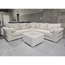 Image of Boston 2C2 Corner Sofa with Glass Top Coffee Table –Teddy Fabric