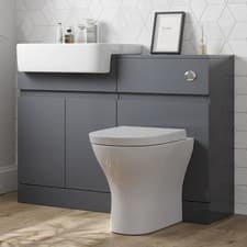 Image of Affine Bathroom Toilet WC Basin Sink Vanity Unit Combination Grey Gloss 600mm