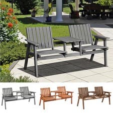 Image of 2-Seater Wooden Garden Bench Antique Loveseat for Yard, Lawn, Porch, Patio