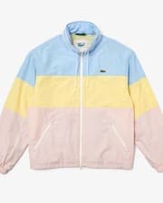 Image of LACOSTE Men's Blue & Yellow & Pink Concealed Colourblock Jacket Medium BNWT C877