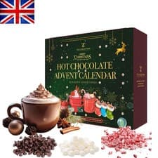 Image of Luxury 2025 Hot Chocolate Advent Calendar with 12 Flavours & Chocolate Toppers