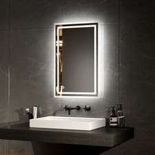 Image of LED Bathroom Mirror with Shaver Socket Demister Touch Sensor Illuminated Lights