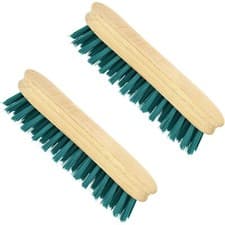 Image of 2 x Wooden Hand Scrubbing Brush with Stiff Bristles Multipurpose Long-Lasting
