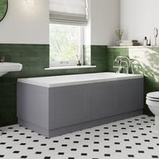 Image of 1700/700mm Bath Panel Pack Front Side End Traditional Bathroom MDF Grey Gloss