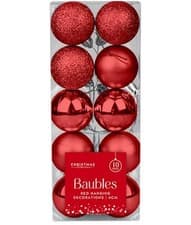 Image of Christmas Baubles Christmas Tree Decorations Red 4cm (10 Pcs)