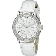 Image of 88 Rue du Rhone Ladies 87WA120018 'Double 8' Diamond White Leather Watch $2100
