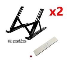 Image of Adjustable Laptop Stand Folding Portable Tablet Notebook Metal Holder - Black