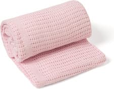 Image of Clair De Lune Soft Cotton Cellular Shawl Baby Pram Blanket Pink 70 X 90 Cm