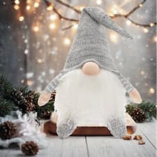 Image of 47cm Large Light Up LED Grey Nordic Santa Gonk, Christmas Plush Gnome Decoration