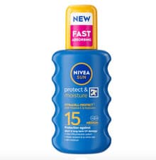 Image of NIVEA SUN Protect & Moisture Pump Spray sun cream, SPF15, 200ml